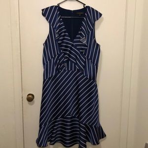 Navy Stripped Fit & Flare Dress
